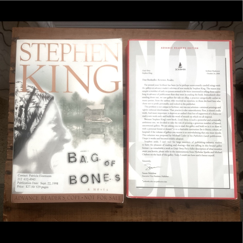 Stephen King “Lisey’s Story” & “Bag of Bones” Uncorrected Proof Paperback Books